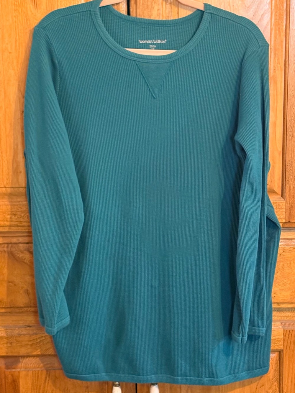 Woman Within Long Sleeve Thermal Sweatshirt 22/24 Deep Teal